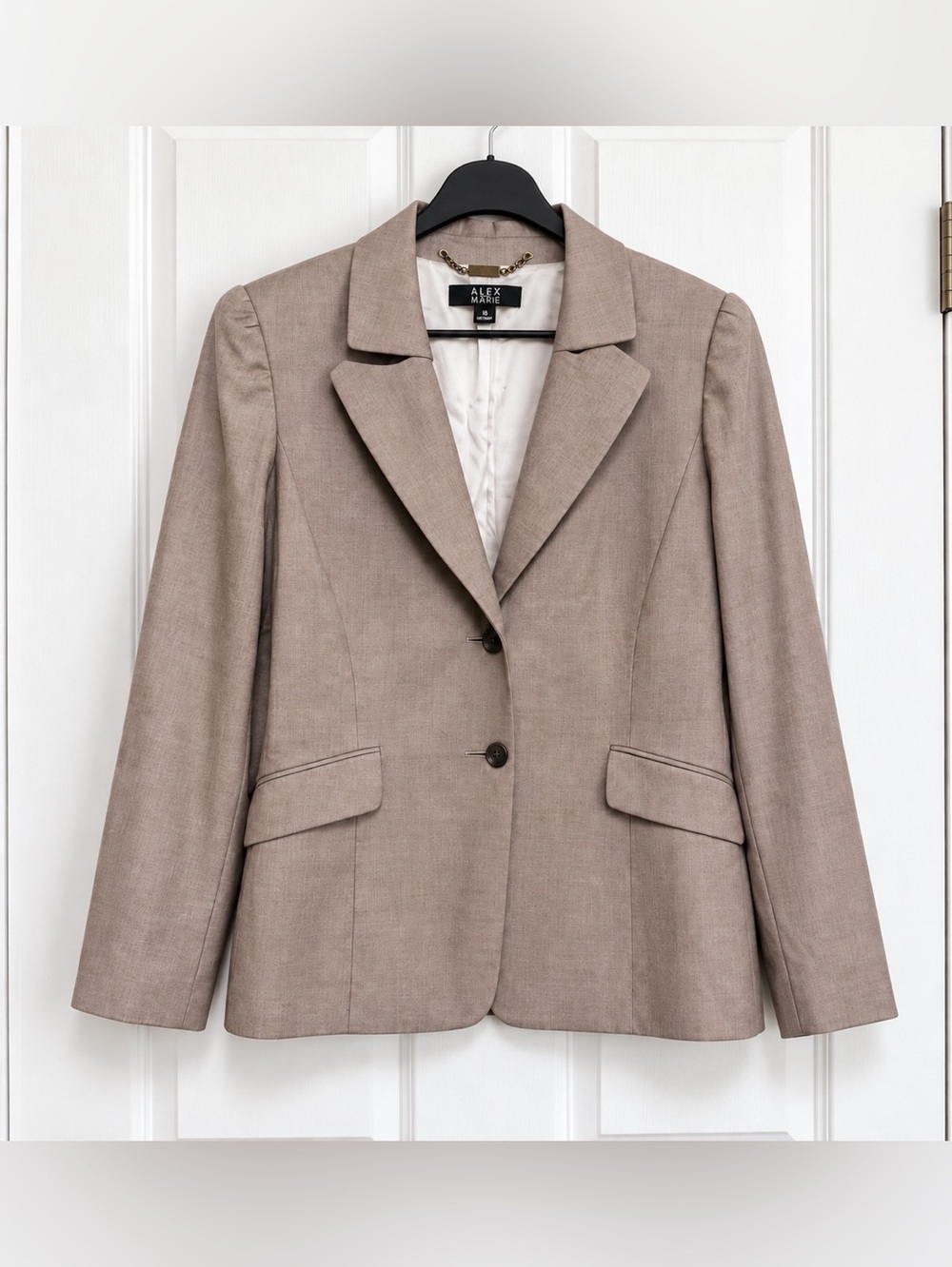 Alex Marie Size 16 Classic Beige Taupe Blazer Women’s Lined Career Work Jacket